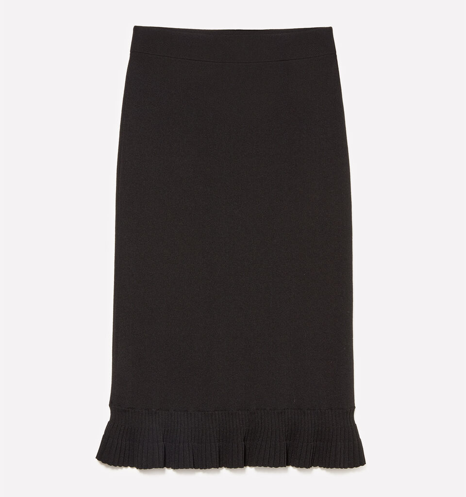 Black knit skirt with rouches - women's midi skirts - Black | Sisley image number 5